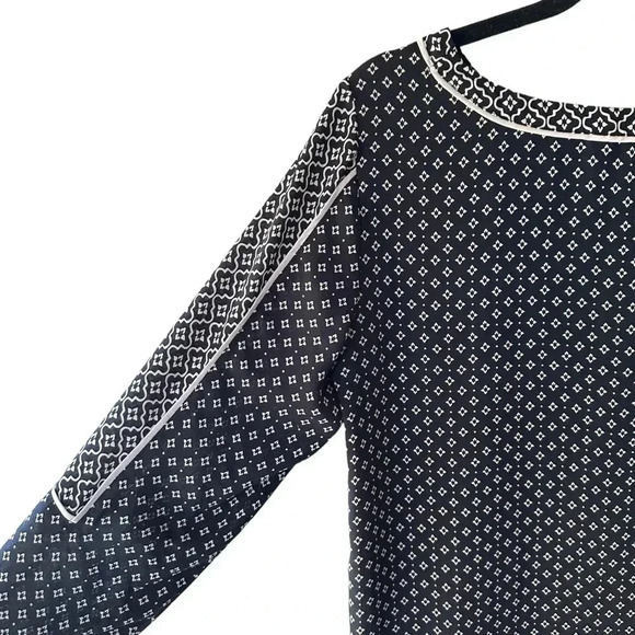 LOFT | NWOT | LONG SLEEVE BLACK & WHITE TUNIC TOP | SIZE: SMALL - Picture 4 of 9